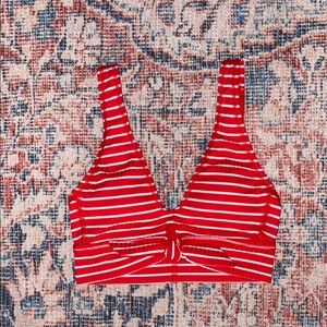 Robin Piccone Ava Knot Tank Bikini Top in Red Stripe SZ XS NWOT